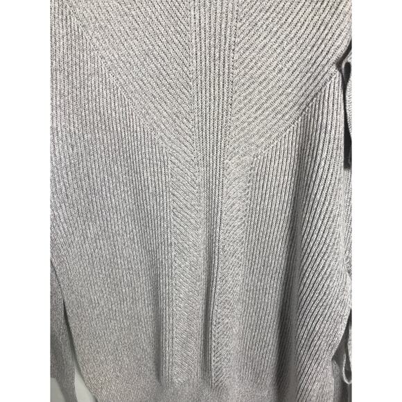 MaxMara Leisure Ribbed Mock Neck Side Split Tie Sides Gray Sweater One Size - Picture 8 of 9